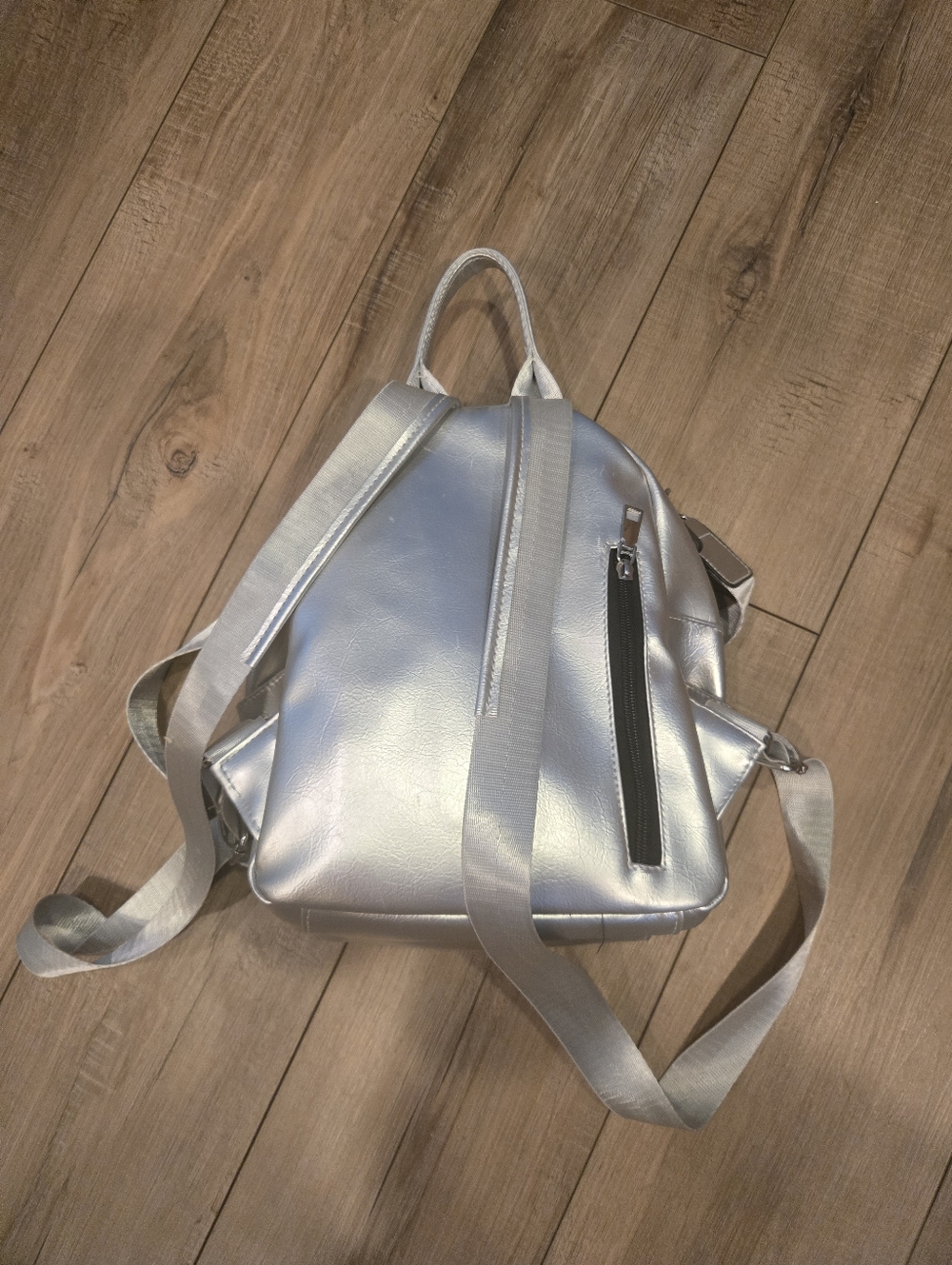 Metallic Silver Mini Backpack - Picture 5 of 11